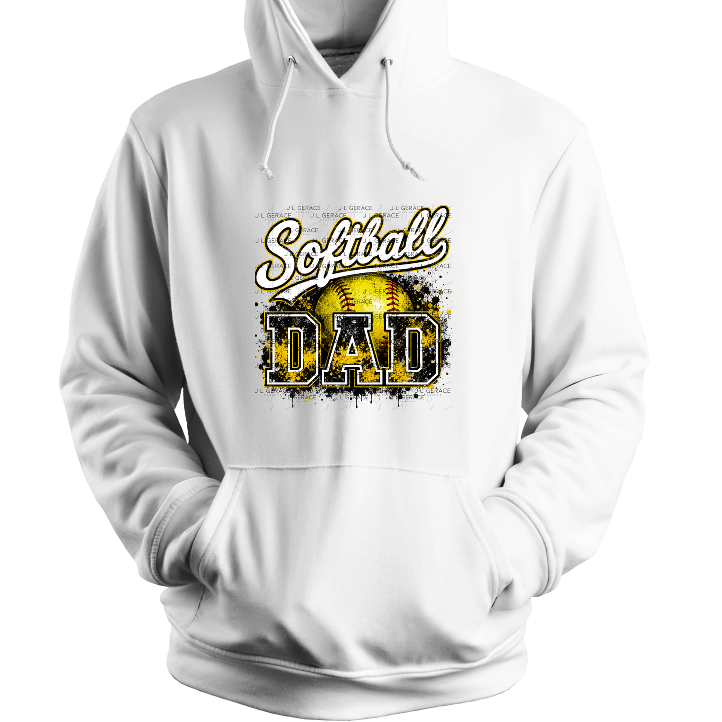 Softball Dad PNG – Yellow Black Paint Splatter Sports Design with Softball