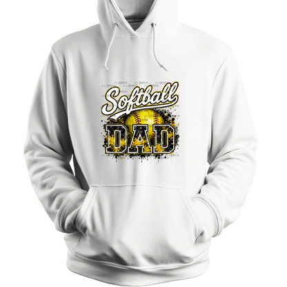 Softball Dad PNG – Yellow Black Paint Splatter Sports Design with Softball
