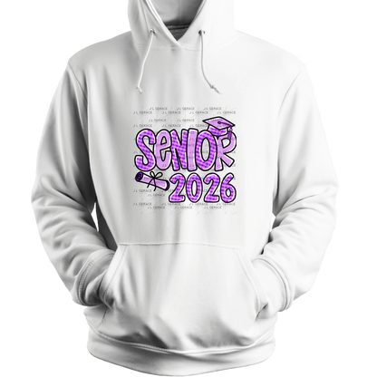 Senior 2026 PNG – Purple Gingham Graduation Cap and Diploma Design