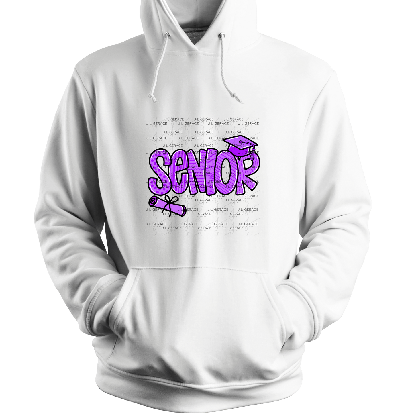 Senior PNG – Purple Pattern Graduation Sublimation Design