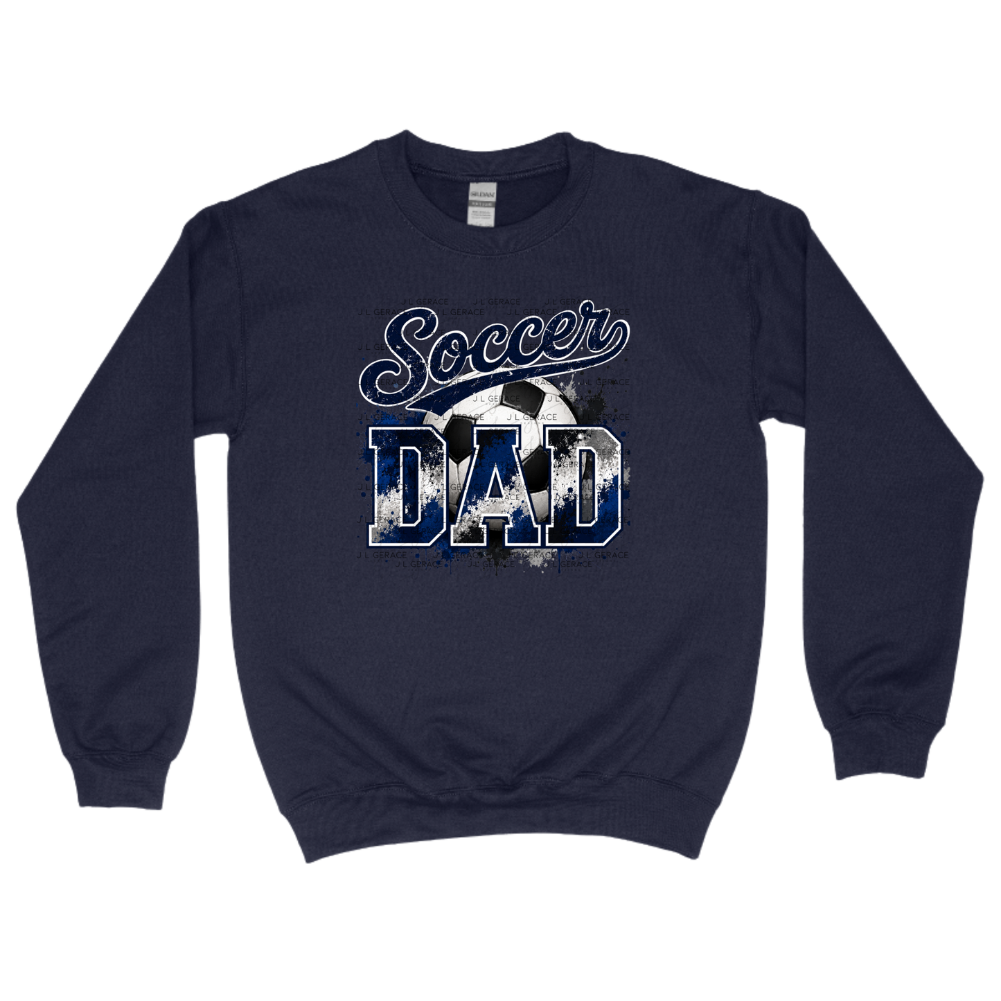 Soccer Dad PNG – Blue Black Paint Splatter Sports Design with Soccer Ball
