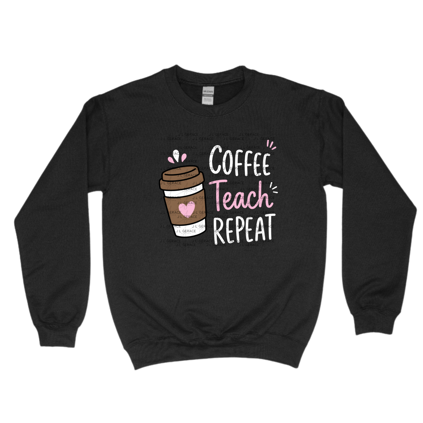 Coffee Teach Repeat PNG Sublimation Design Teacher Appreciation Digital Download