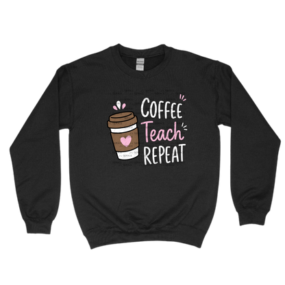 Coffee Teach Repeat PNG Sublimation Design Teacher Appreciation Digital Download