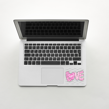 Glitter Outline Love Word PNG with Heart – Pink Mixed Pattern Design