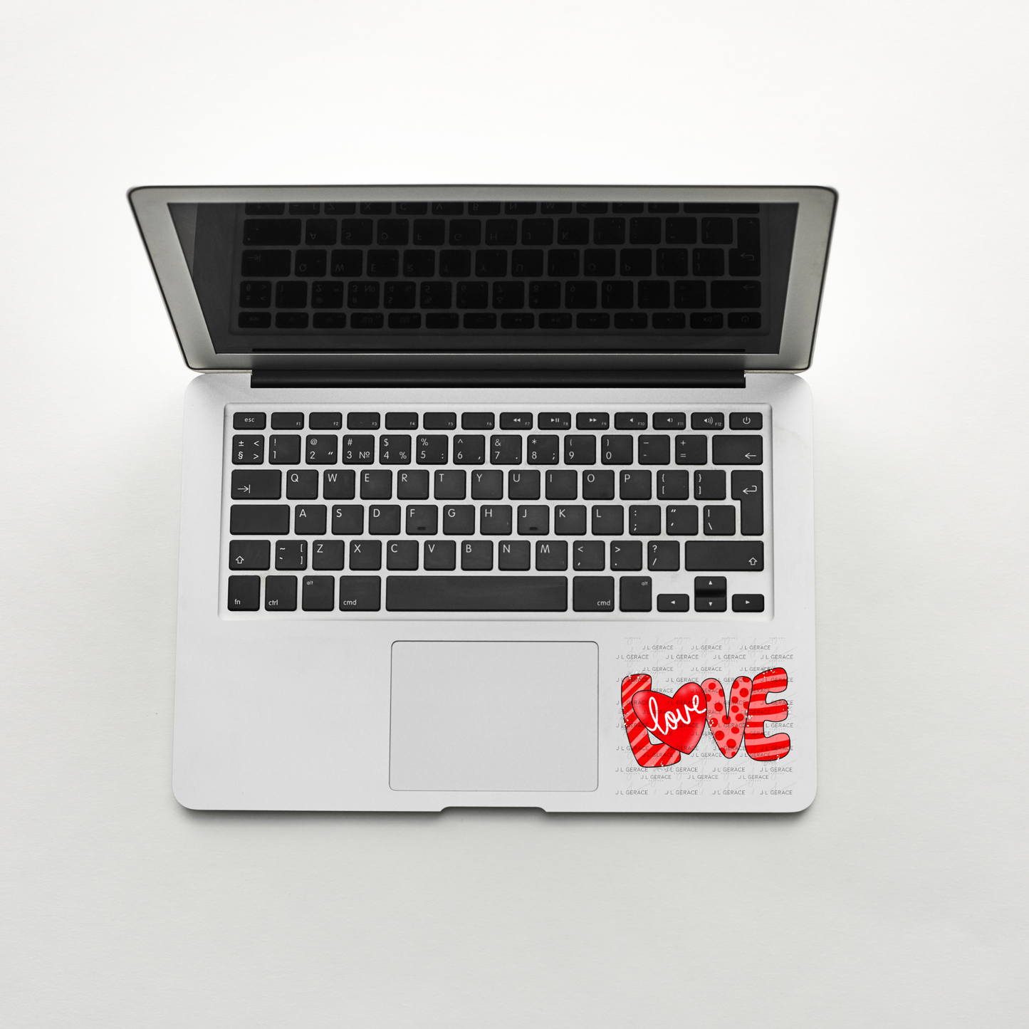 Red Love Word PNG with Heart Paint Splatter Mixed Pattern Design
