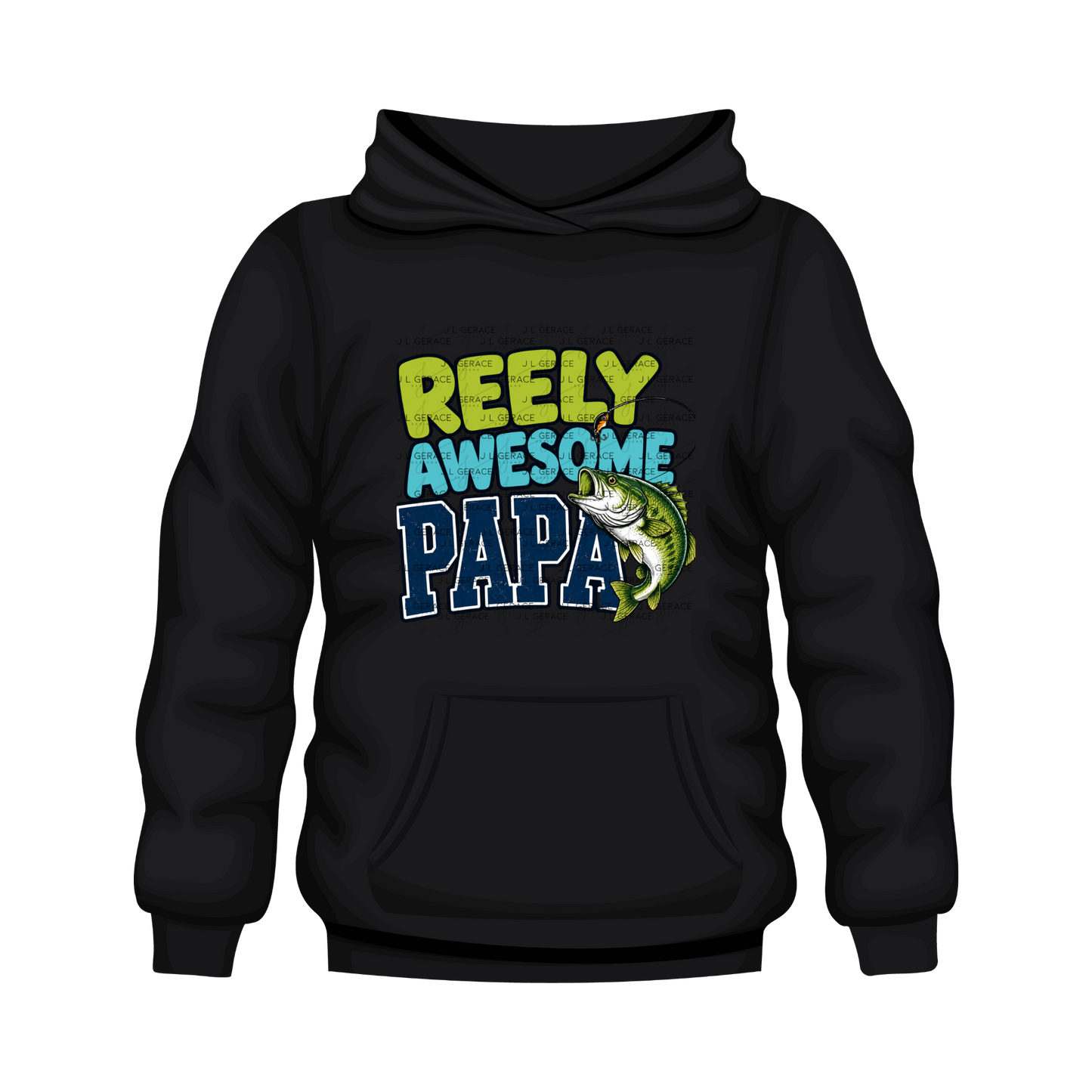 Reely Awesome Papa PNG – Bass Fishing Sublimation Design