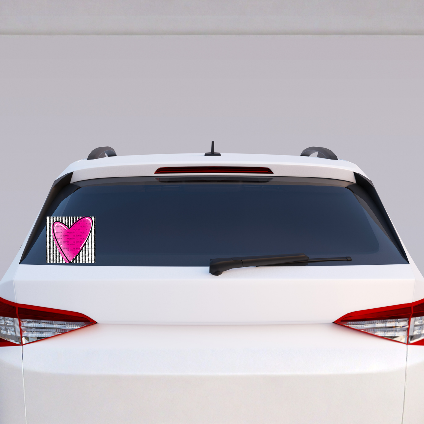 Pink Gradient Heart with Black and White Pinstripes Clipart PNG