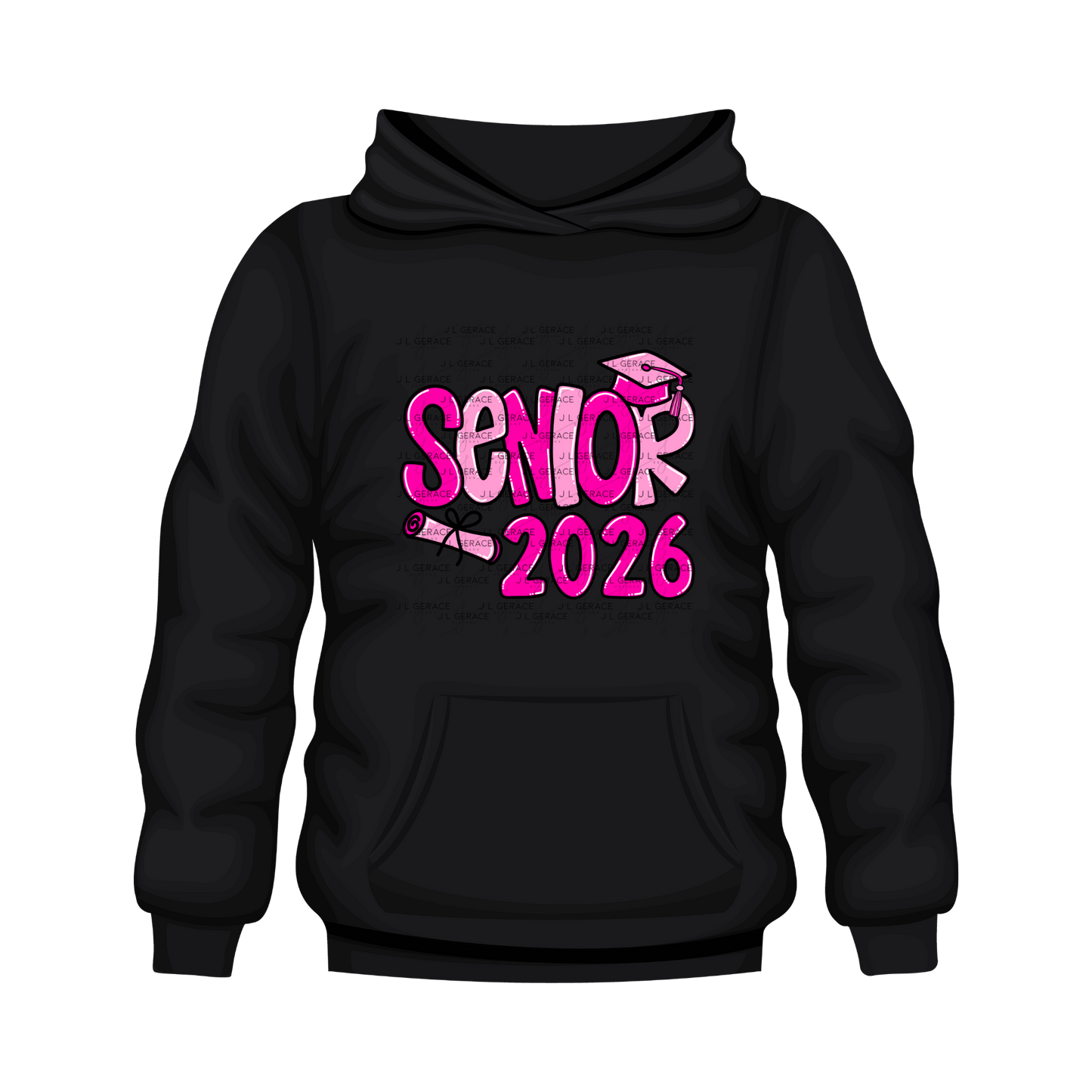 Senior 2026 PNG – Hot Pink Graduation Cap and Diploma Design