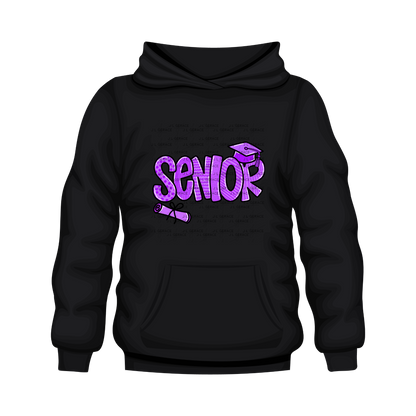 Senior PNG – Purple Pattern Graduation Sublimation Design