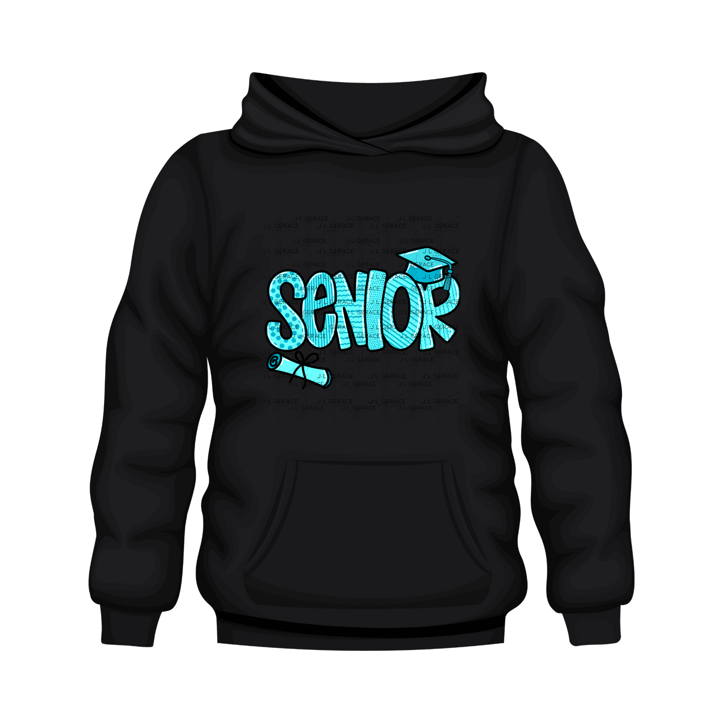 Senior PNG – Teal Pattern Graduation Sublimation Design