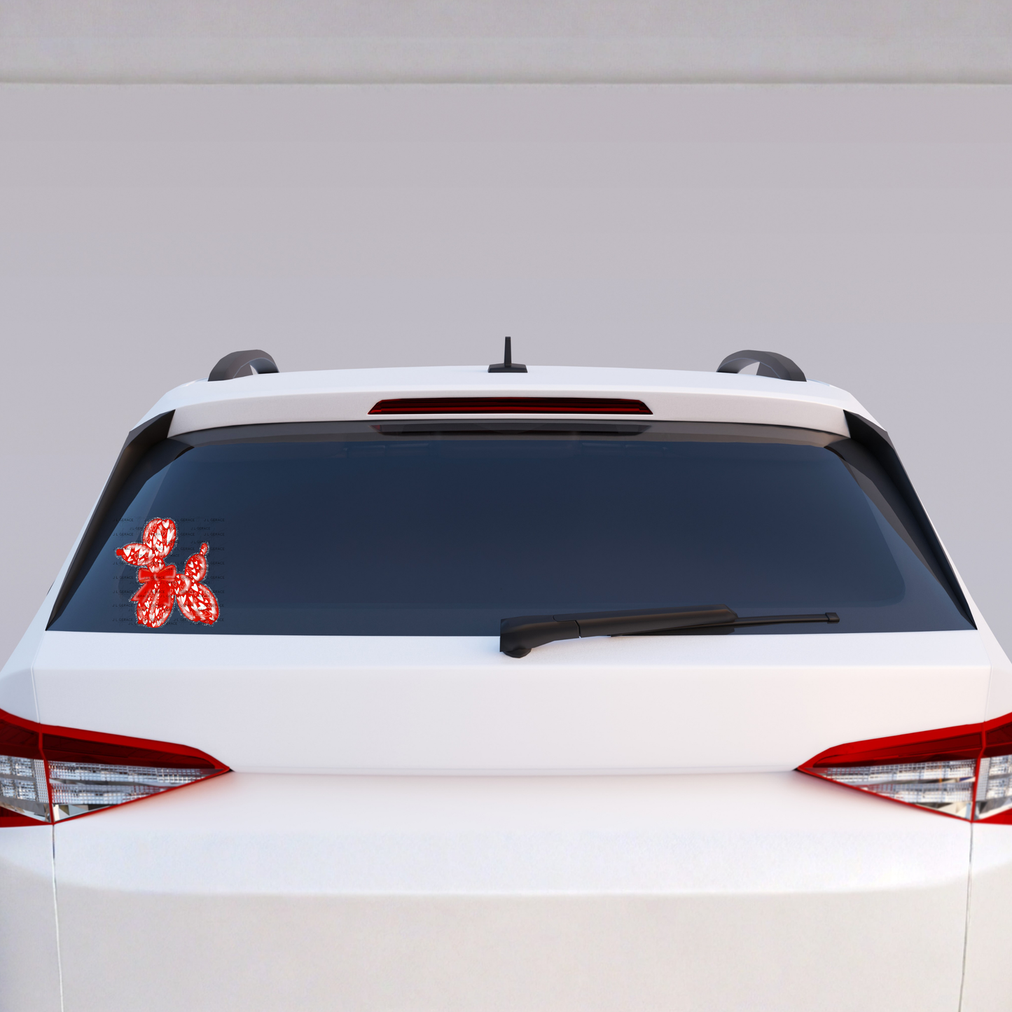 Red Love Balloon Dog PNG with Heart Pattern Bow and Glitter Outline