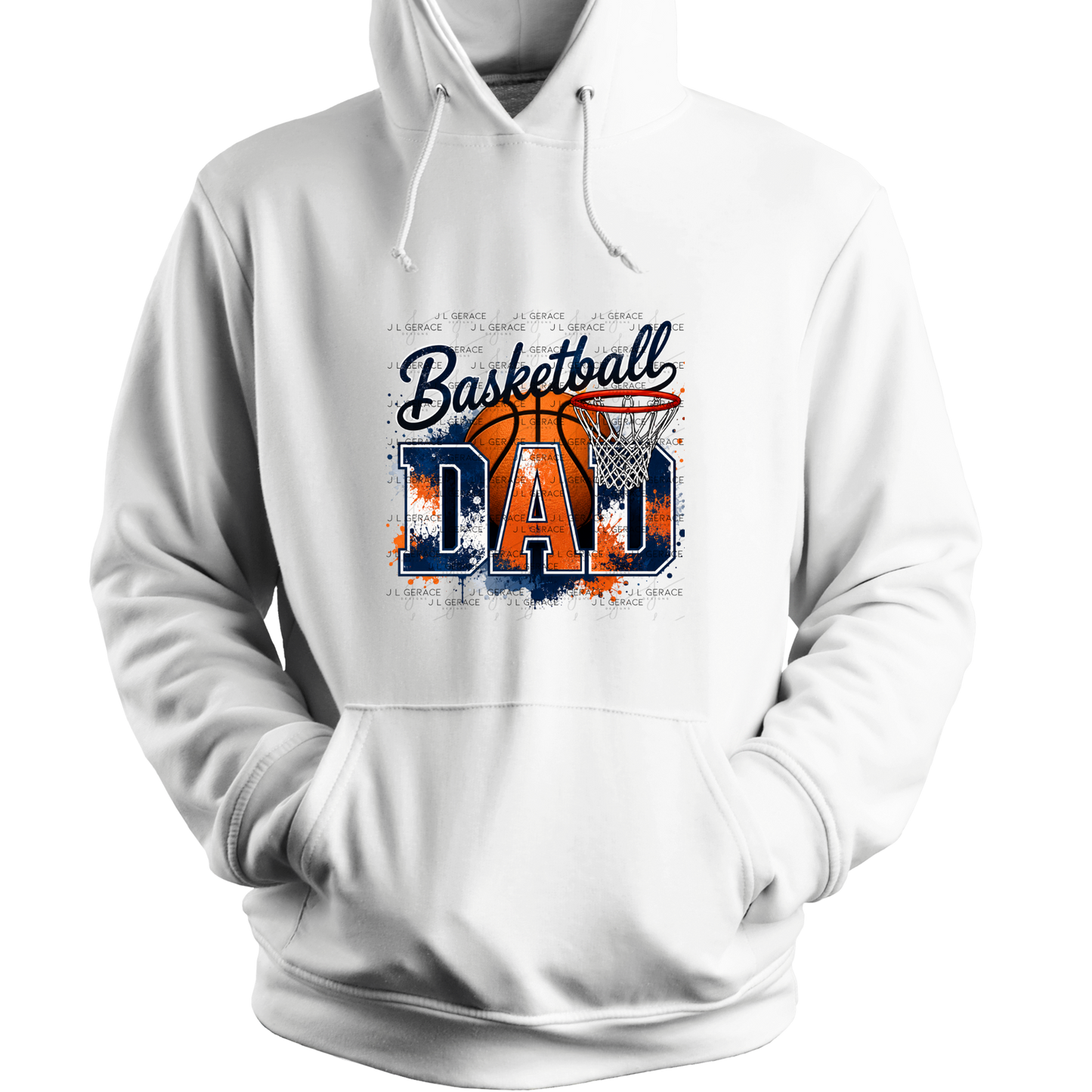 Basketball Dad PNG – Blue Orange Paint Splatter Design with Hoop and Ball