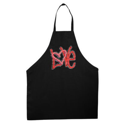 Red Love Script PNG Handwritten Heart Typography with String Glitter Outline