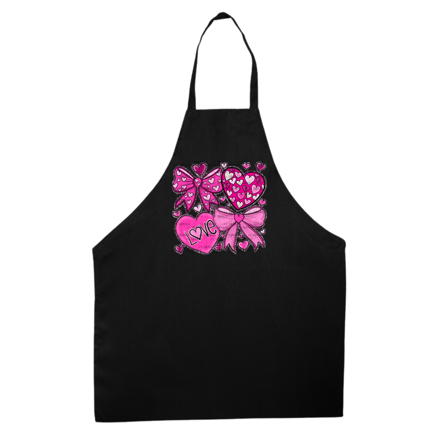 Pink Valentine Bow & Heart Clipart PNG Set with String Glitter Outline