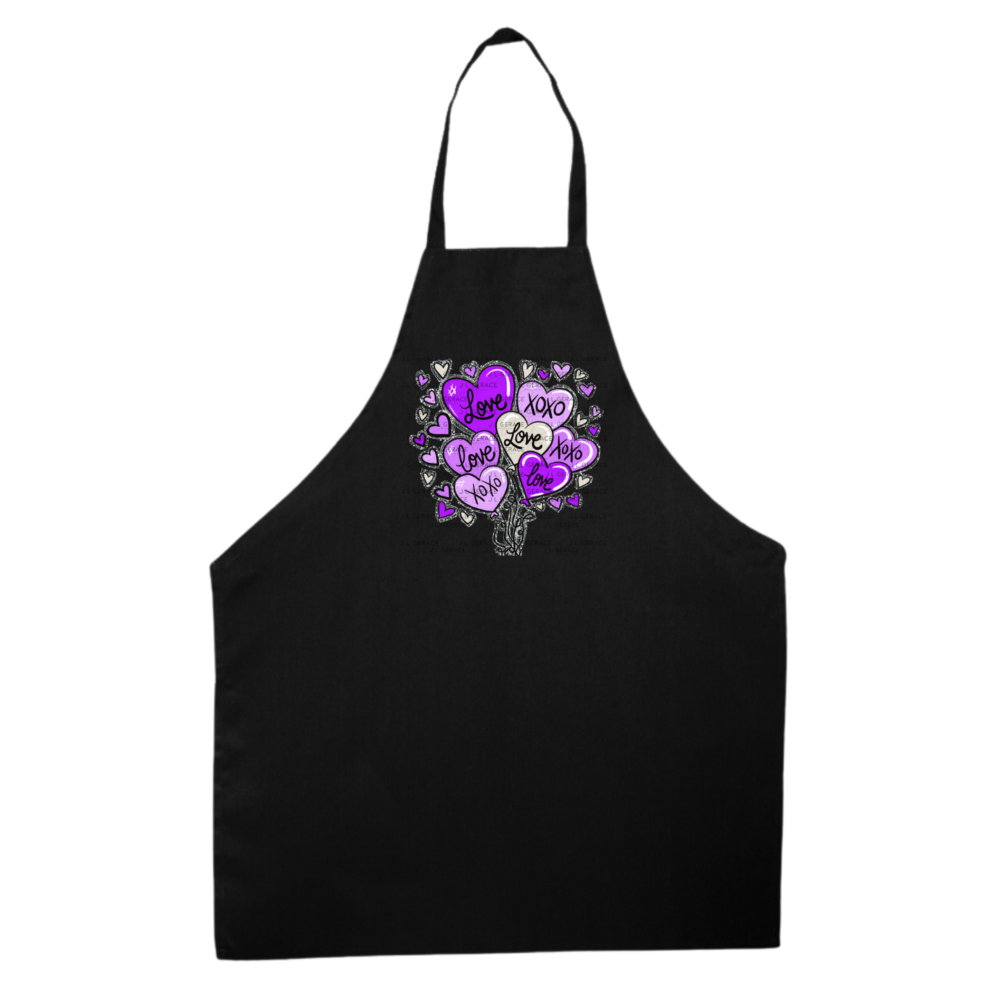 Purple Love & XOXO Heart Balloon Bouquet with Glitter String Outline PNG