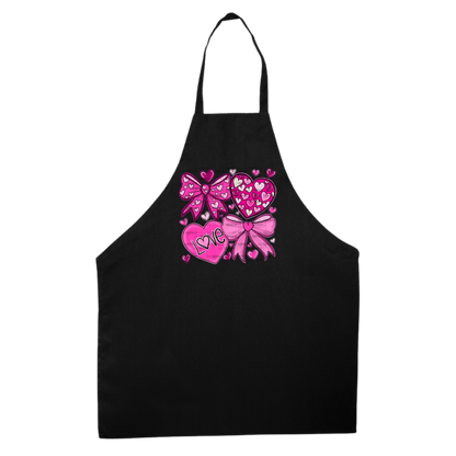 Pink Valentine Bow & Heart Clipart PNG with Glitter Outline