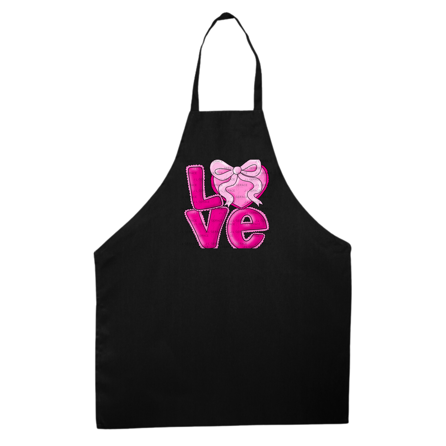 Love Pink Heart Bow PNG Valentine Word Art Design with outline