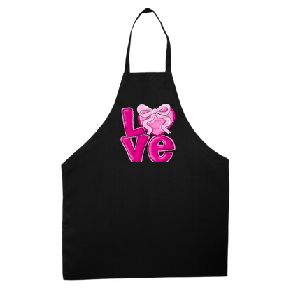 Love Pink Heart Bow PNG Valentine Word Art Design with outline