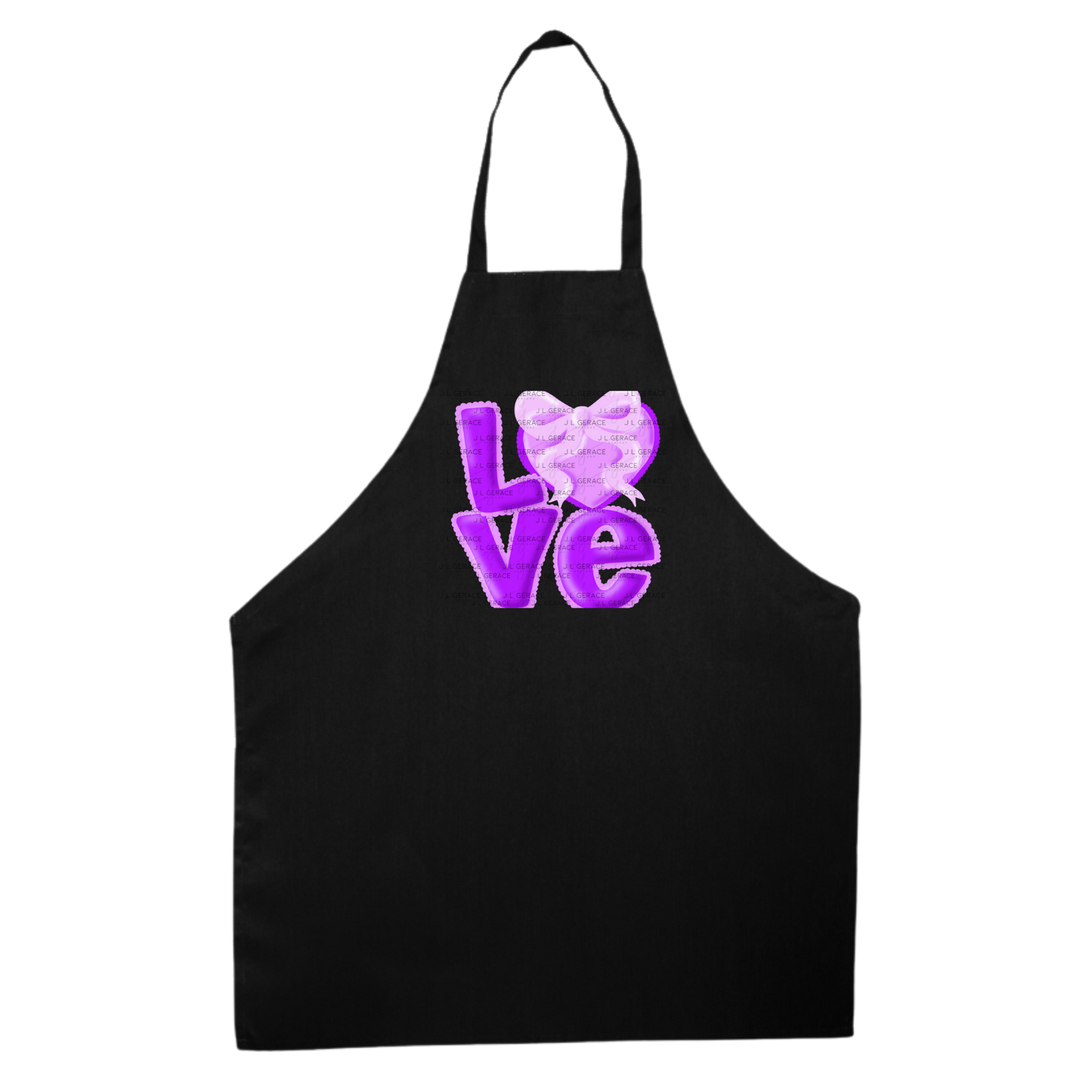 Purple Love Bubble Letter PNG with Heart Bow Design Scalloped Trim
