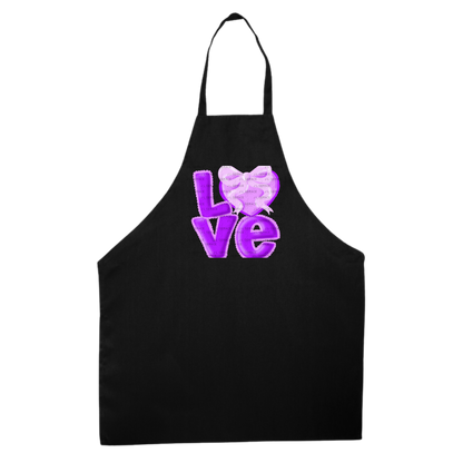 Purple Love Bubble Letter PNG with Heart Bow Design Scalloped Trim