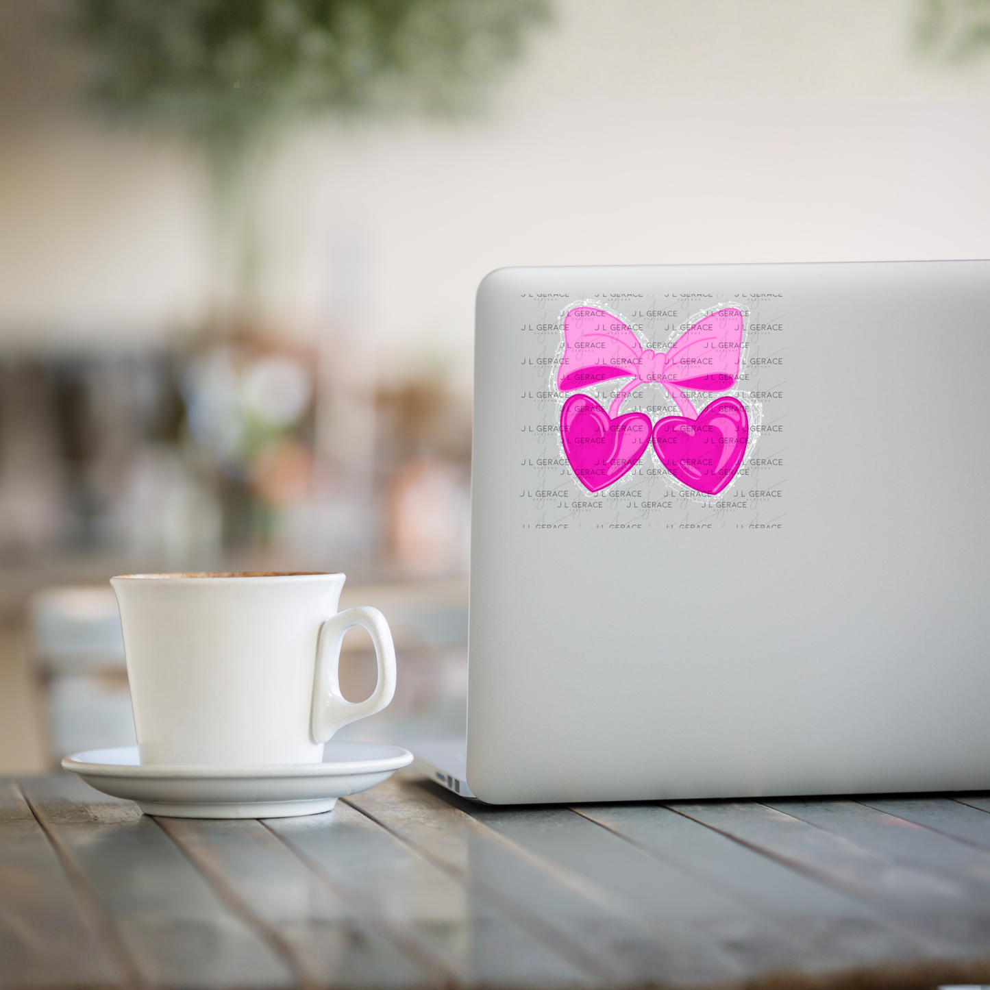 Pink Heart Cherries PNG with Bow String Glitter Design