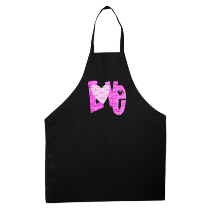 Pink Glitter Love Bubble Letter PNG with Glitter Heart Accent