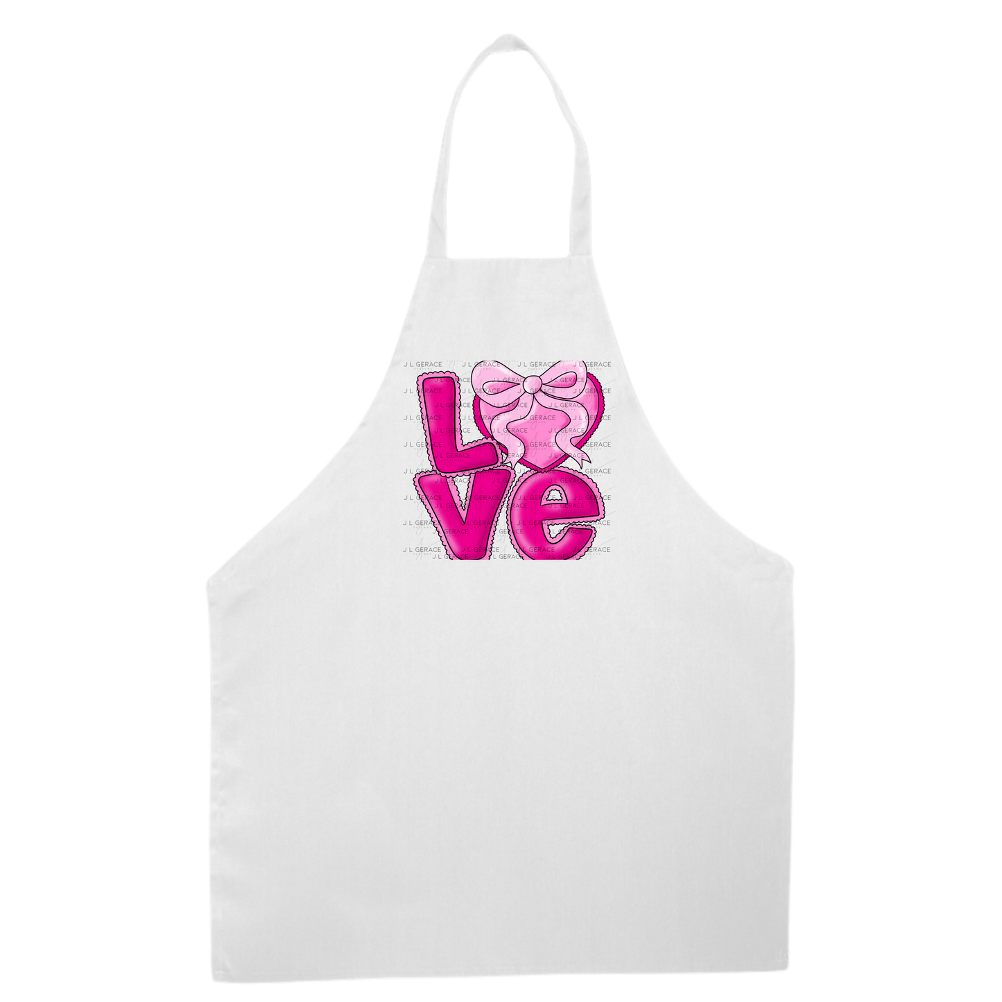 Love Pink Heart Bow PNG Valentine Word Art Design with outline