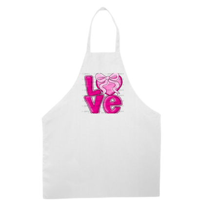 Love Pink Heart Bow PNG Valentine Word Art Design with outline