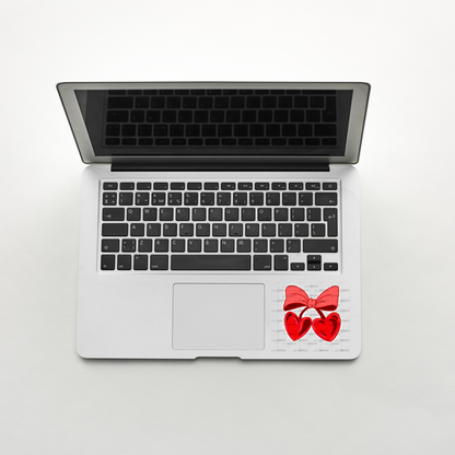 Red Heart Cherries PNG with Bow String Glitter Outline Design