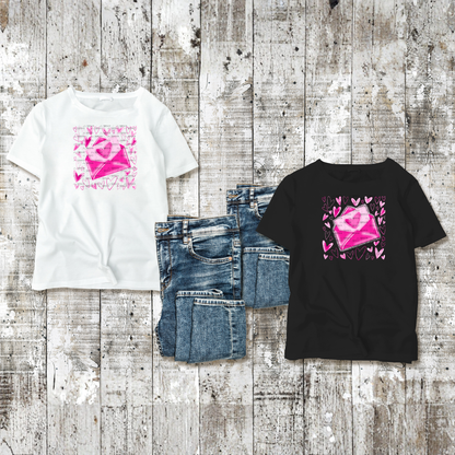 Pink Love Letter PNG with Glitter Outline and Heart Design