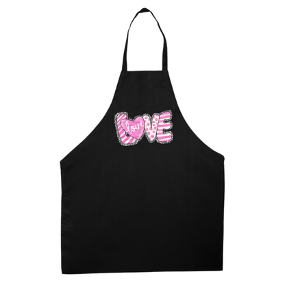 Pink Love Word PNG with Heart – Polka Dot and Stripe Mixed Pattern Design