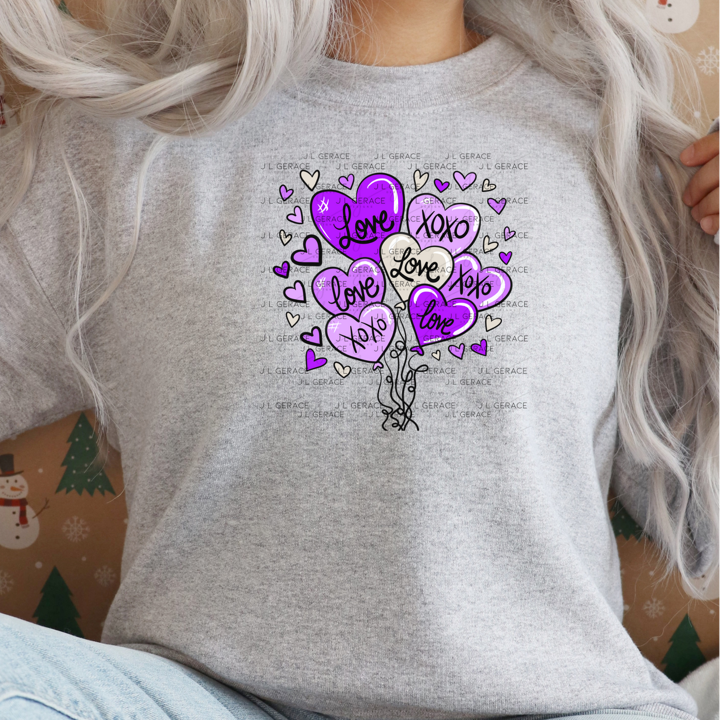 Purple Love & XOXO Heart Balloon Bouquet PNG