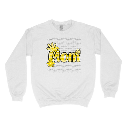 Mom Daisy and Stripes Floral Yellow PNG Design