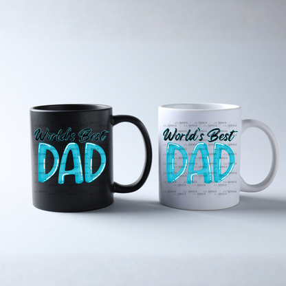 World’s Best Dad PNG – Teal Glossy Typography Design for Father’s Day
