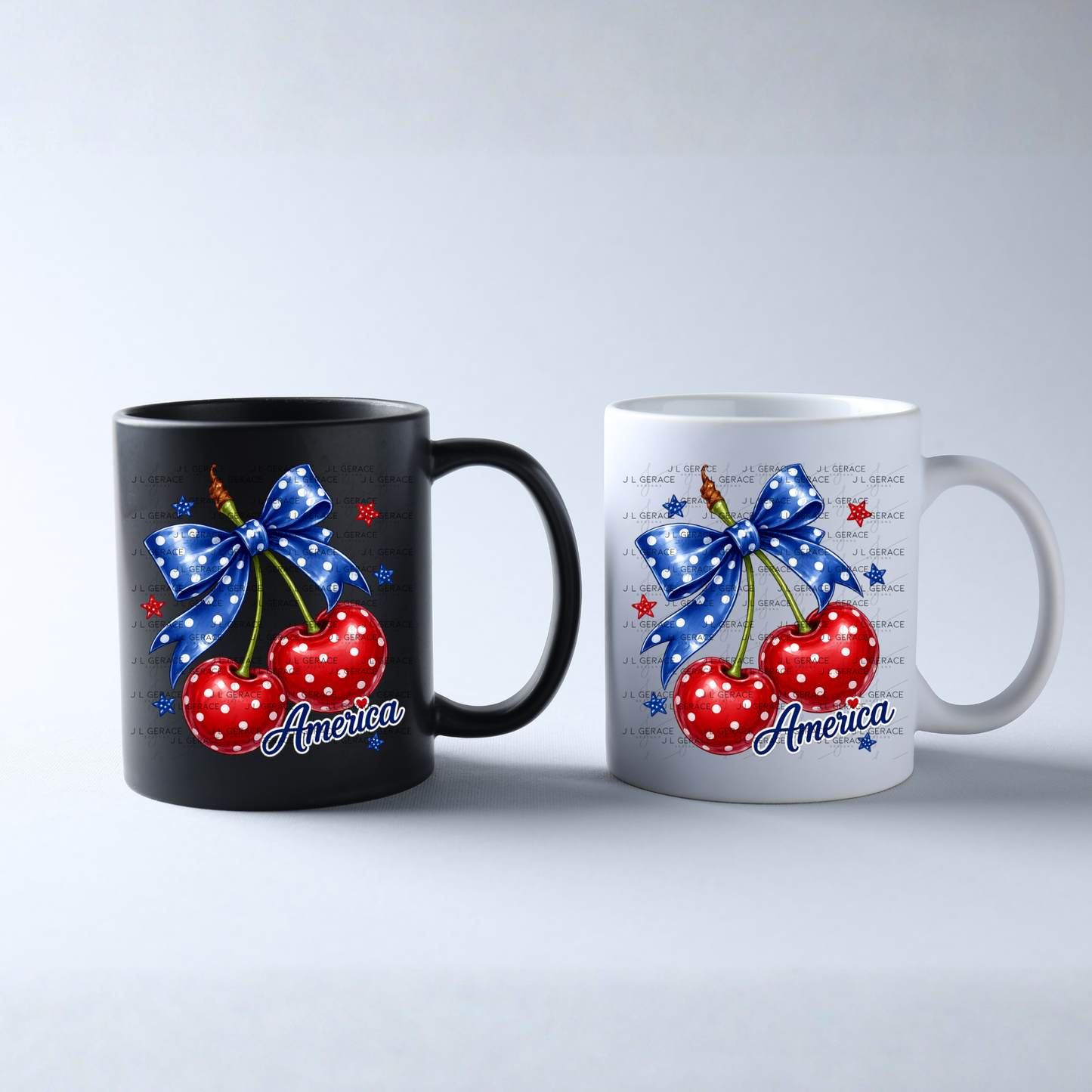 Polka Dot America Cherries PNG