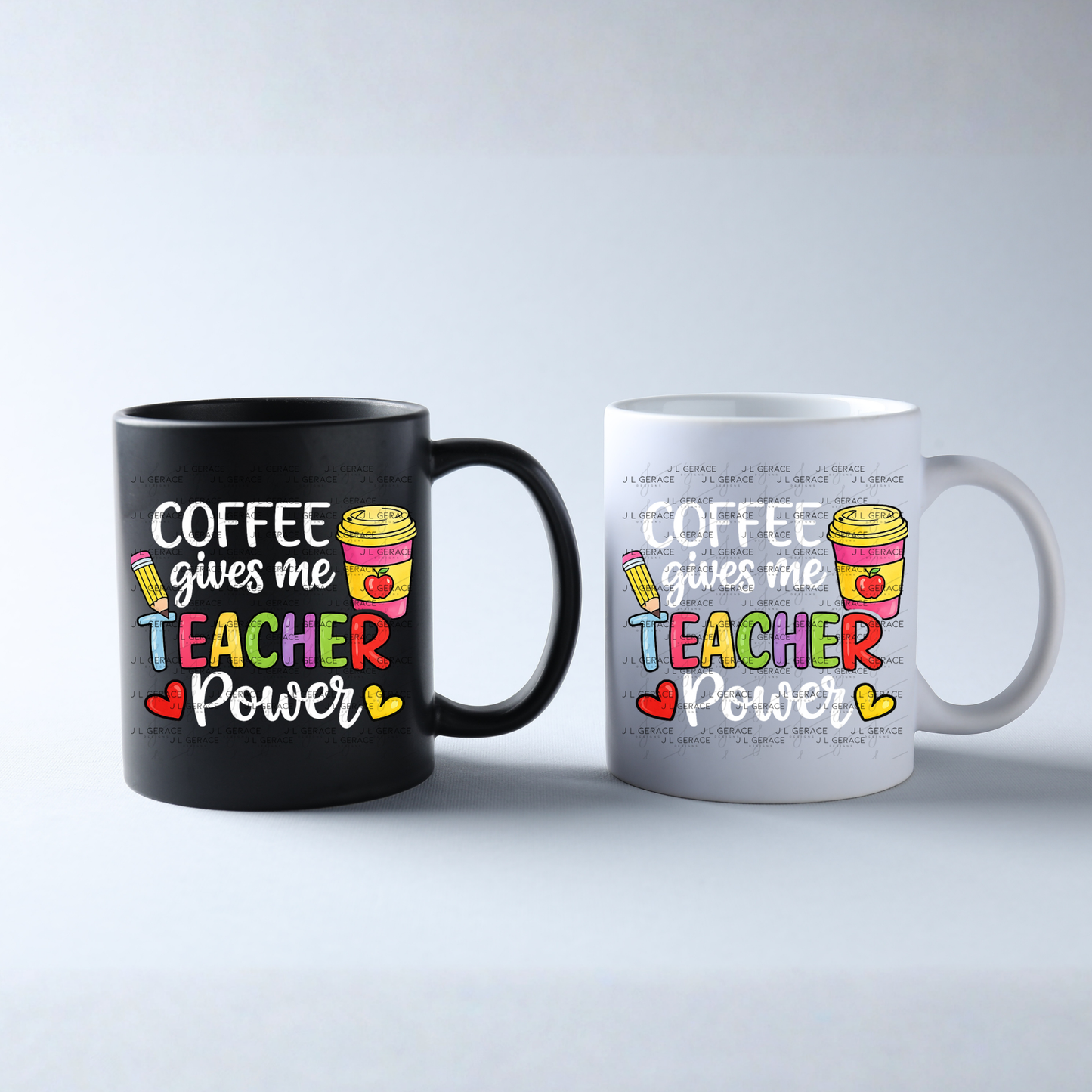 Coffee Gives Me Teacher Power PNG Sublimation Design Teacher Appreciation Digital Download