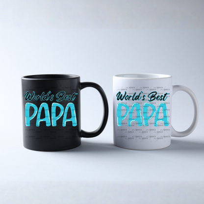 World’s Best Papa PNG – Teal Glossy Typography Design