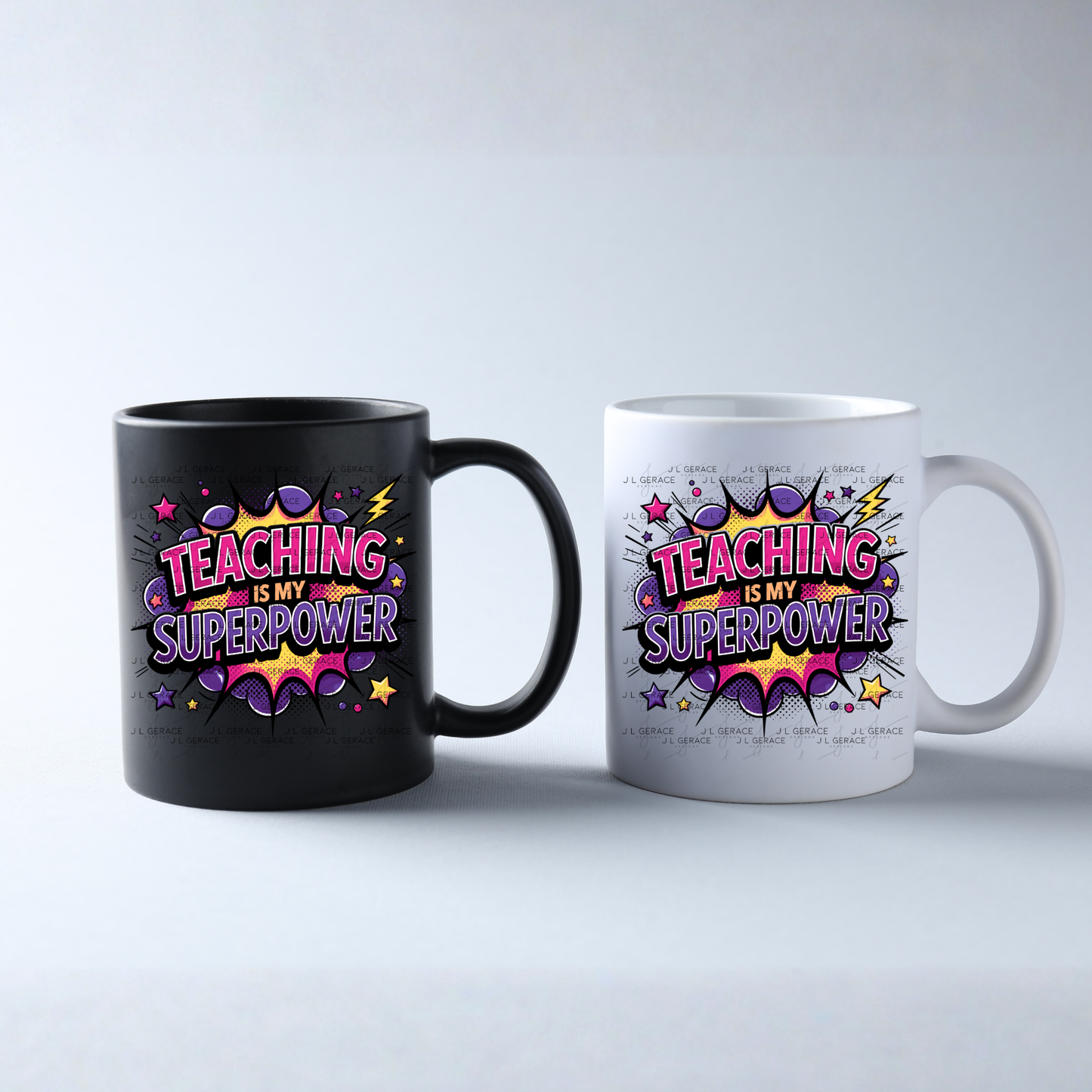 Teaching Is My Superpower Pink Purple Yellow PNG Digital Download