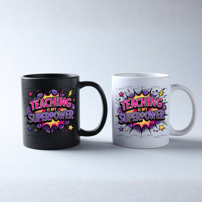 Teaching Is My Superpower Pink Purple Yellow PNG Digital Download