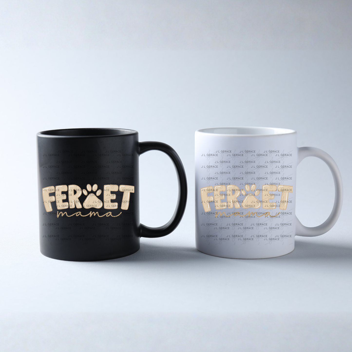 Ferret Mama PNG – Neutral Tan Paw Print Design for Pet Lovers