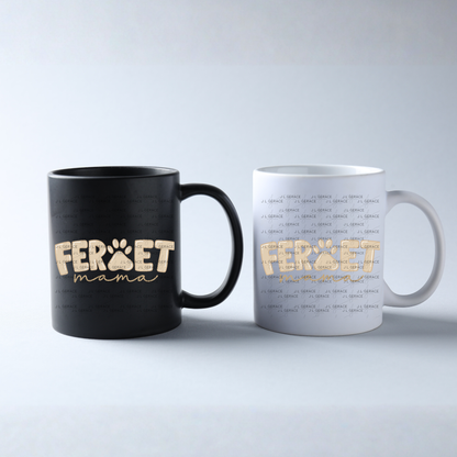 Ferret Mama PNG – Neutral Tan Paw Print Design for Pet Lovers