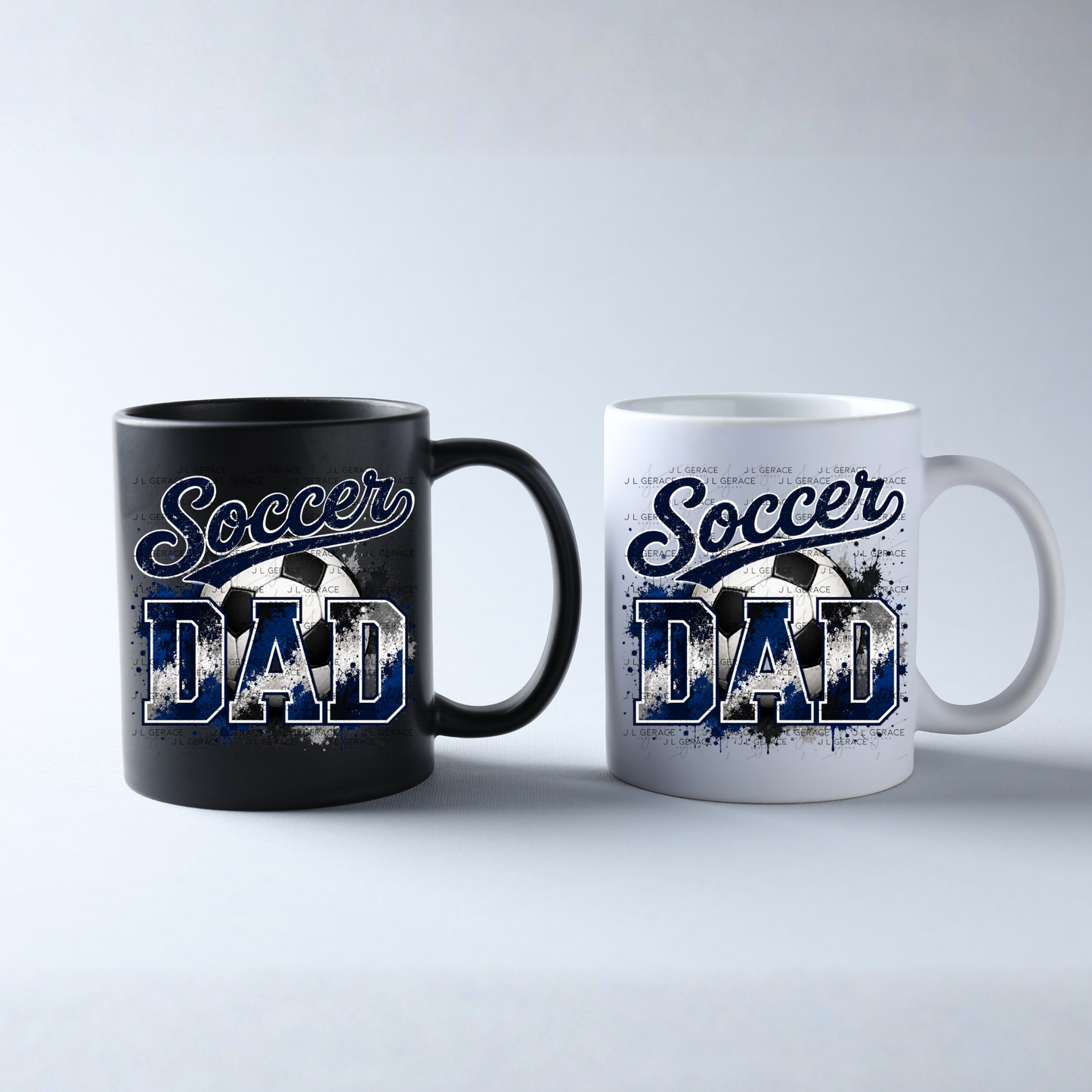 Soccer Dad PNG – Blue Black Paint Splatter Sports Design with Soccer Ball