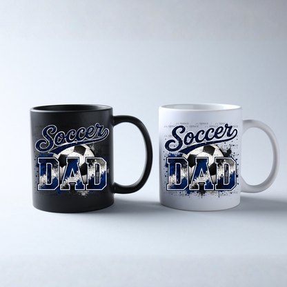 Soccer Dad PNG – Blue Black Paint Splatter Sports Design with Soccer Ball