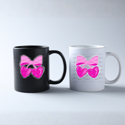 Pink Heart Cherries PNG with Bow String Glitter Design