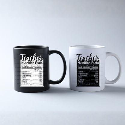 Teacher Nutrition Facts PNG Digital Download (2 Colors)