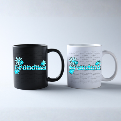 Grandma PNG – Blue Floral Name Sublimation Design