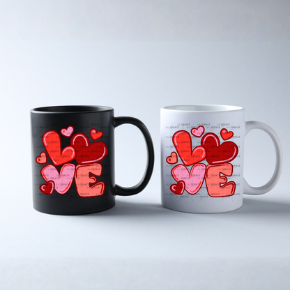 Red Love Bubble Letter PNG Glossy Design