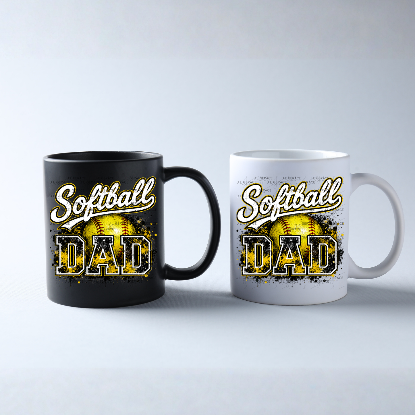 Softball Dad PNG – Yellow Black Paint Splatter Sports Design with Softball