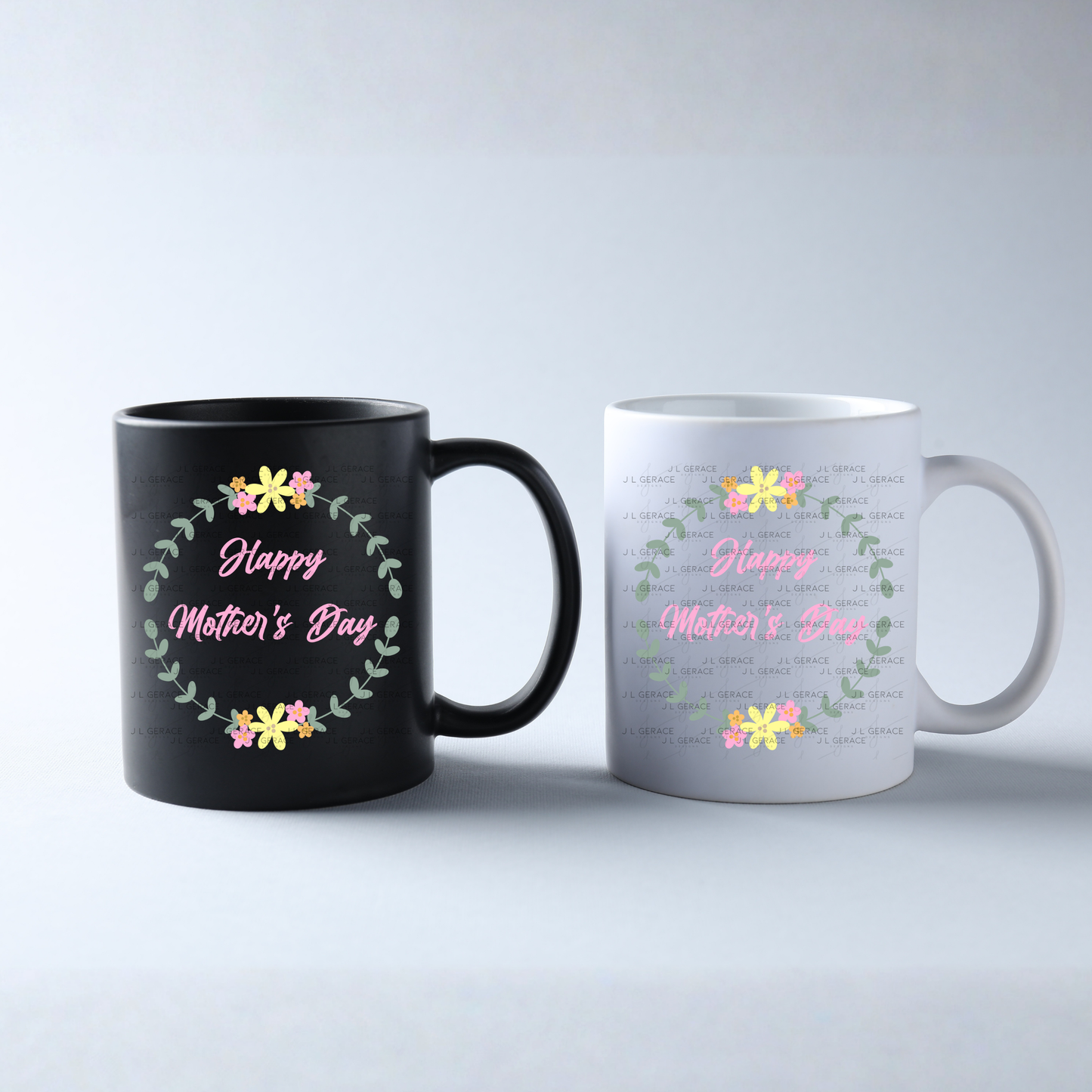 Happy Mothers Day PNG – Floral Wreath Sublimation Design
