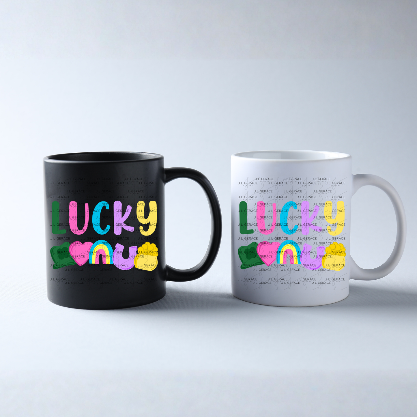 Lucky PNG, St Patrick Shirt Design, Rainbow Shamrock Sublimation PNG Download